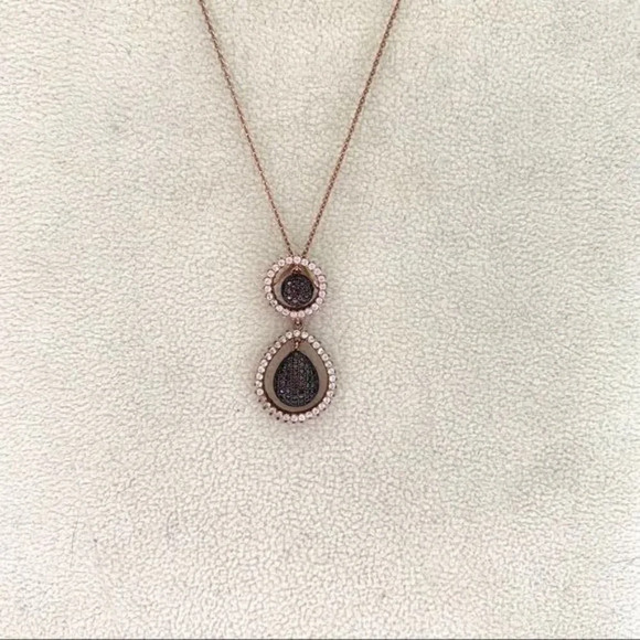 Crystal Pave Pendant Rose Gold 16” Chain - Picture 4 of 5